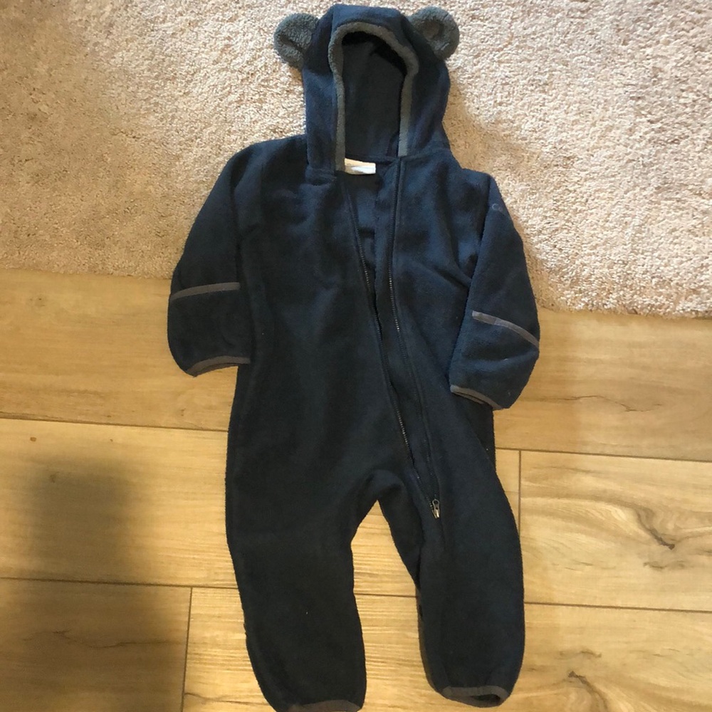 Columbia Navy Fleece Bear Bunting 12-18 mo